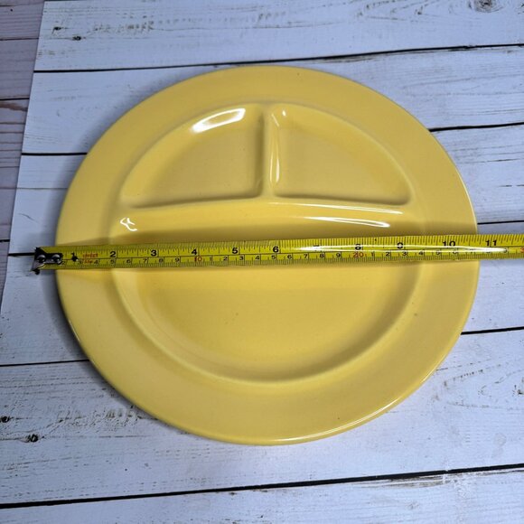Vintage California Pottery Divided Plate Yellow 10.5" MCM USA Retro Diner - Picture 7 of 8